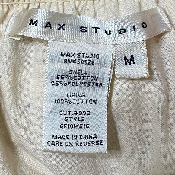 Max Studio Champagne Cream Belted Midi Dress Size Medium Retro Boho Print - Picture 3 of 5